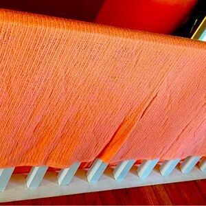 69 x 76 inches.  Colour is coral